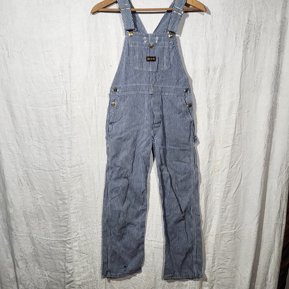 BIG SMITH Sanforized Union USA Hickory Striped Overalls M 28” inseam Vintage
